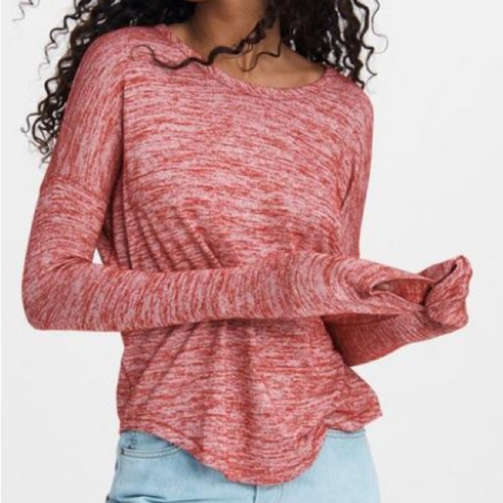 NWT Rag & Bone The Hudson Marled Multi Red Long Sleeve Top in Size Medium